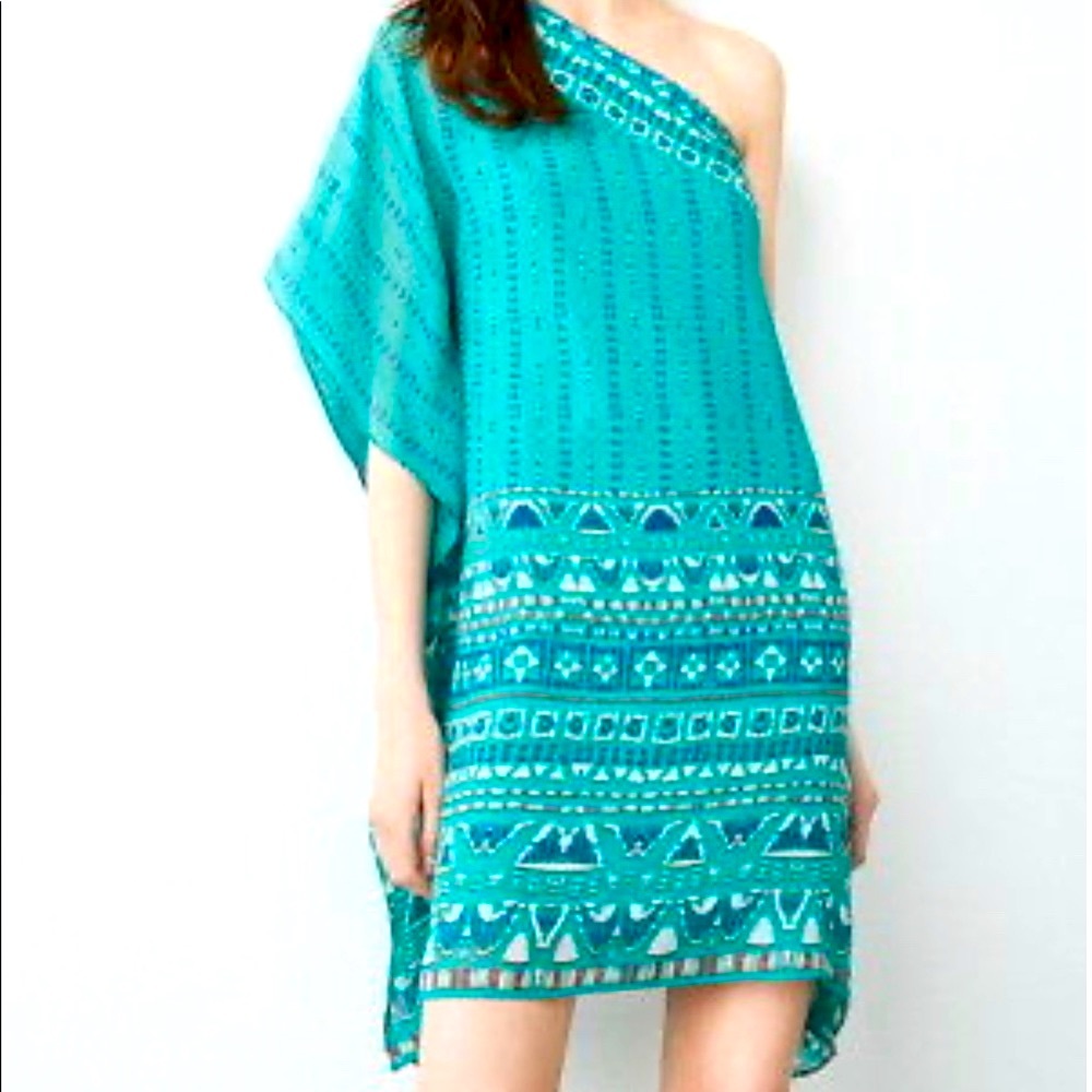 🍓NWT BCBG MaxAzria turquoise one shoulder dress